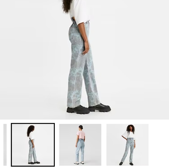 GANNI X LEVIS collab rose print baggy jeans - Picture 3 of 15